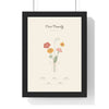 Personalised Birth Flower Family Print - framed cream bouquet of five family birth flowers