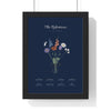 Personalised Birth Flower Family Print - framed navy version