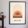 Personalised Boho Sunset Arch Print - boho sunset arch print above a sideboard