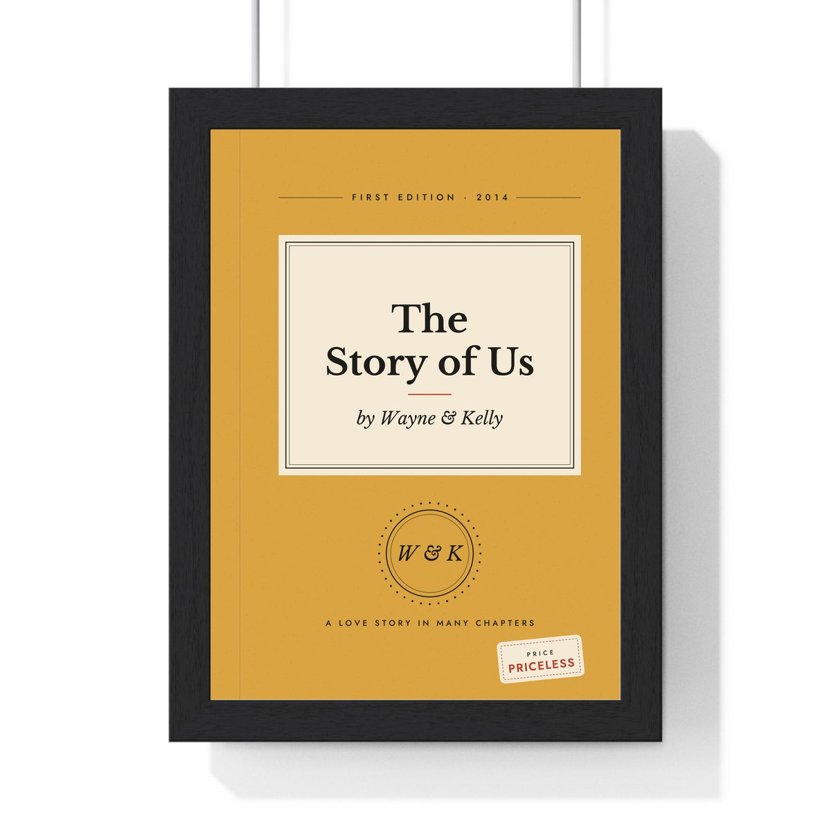 Personalised Book Cover Print - framed mustard The Story of Us book cover print