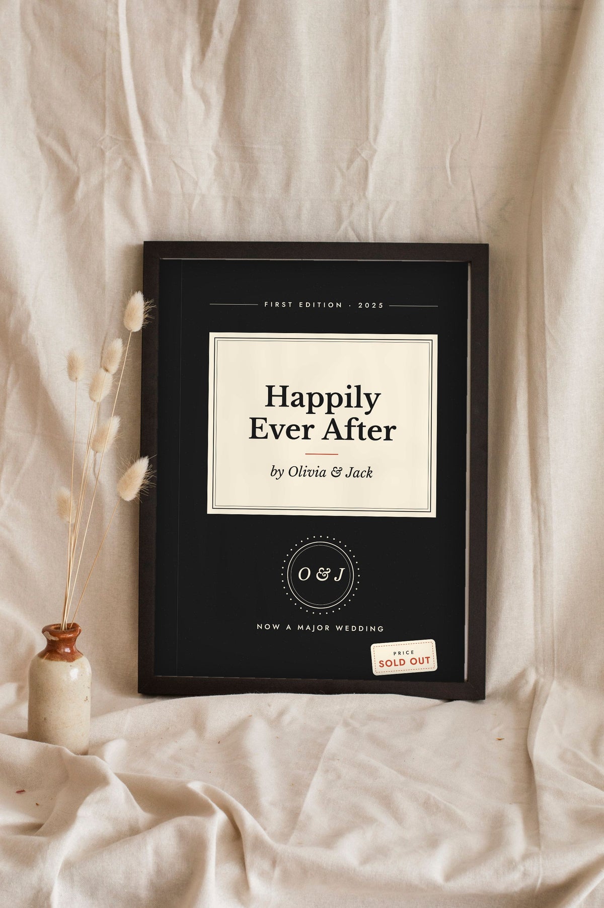 Personalised Book Cover Print - black Happily Ever After book cover print