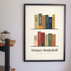 Personalised Bookshelf Print - bookshelf print on a reading nook wall