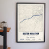 Personalised Boston Marathon Print - Boston Marathon route print on the hallway wall