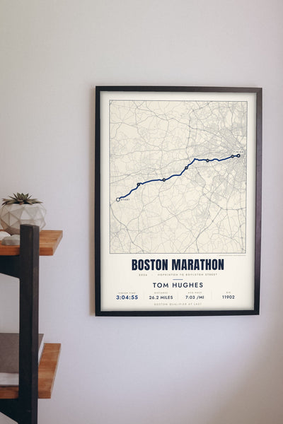 Personalised Boston Marathon Print - Boston Marathon route print on the hallway wall