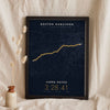 Personalised Boston Marathon Print - night style Boston Marathon print, the course glowing on a dark ground