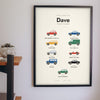 Personalised Car History Print - on the wall