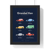 Personalised Car History Print - framed navy Grandad version