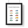 Personalised Car History Print - white version with ten cars