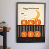 Personalised Carved Pumpkin Name Print - carved pumpkin name print on a bedroom wall