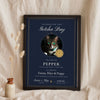 Personalised Cat Adoption Certificate Print - leaning in a frame
