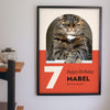 Personalised Cat Birthday Print - hanging on a living room wall