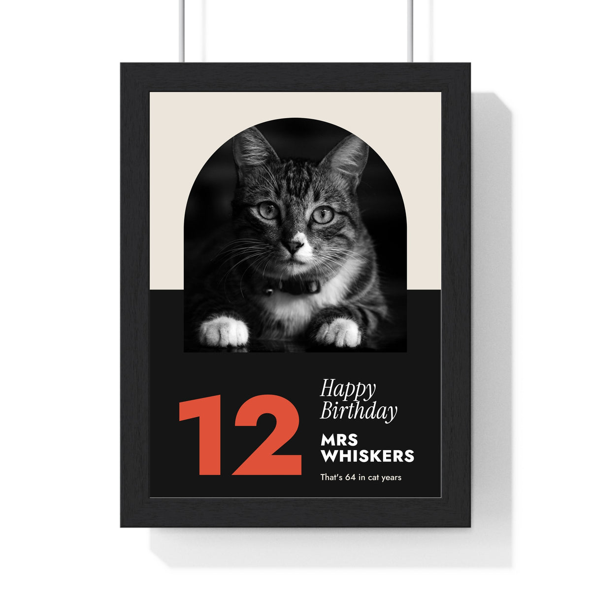 Personalised Cat Birthday Print - another colourway