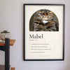 Personalised Cat Definition Print - hanging on a living room wall