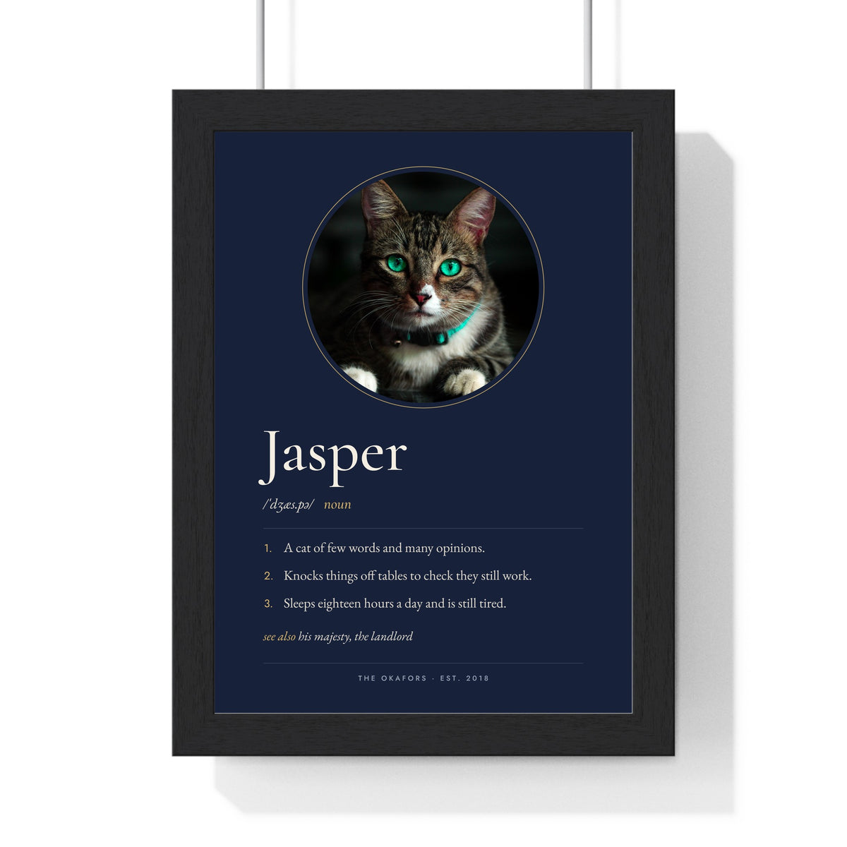 Personalised Cat Definition Print - another colourway
