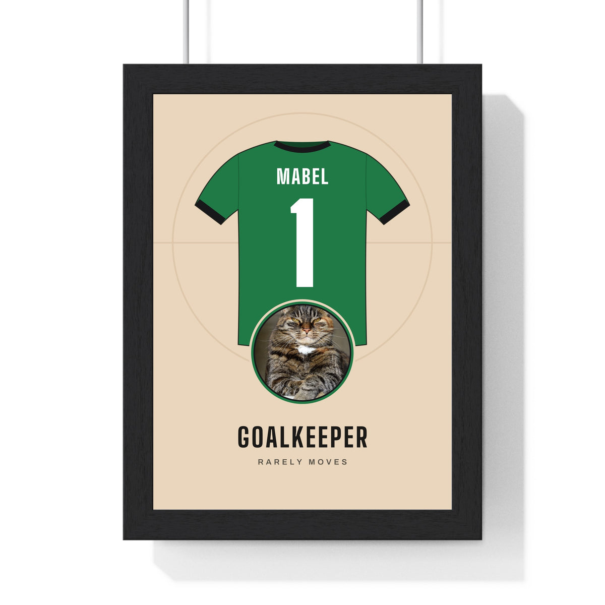 Personalised Cat Football Shirt Print - framed personalised cat football shirt print