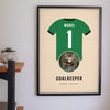 Personalised Cat Football Shirt Print - hanging on a living room wall