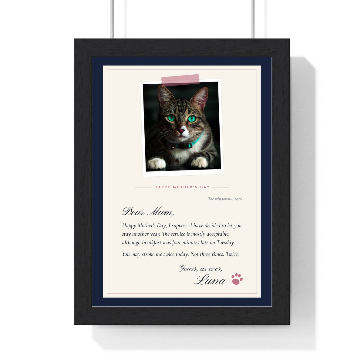 Personalised Gift From the Cat Letter Print - another colourway
