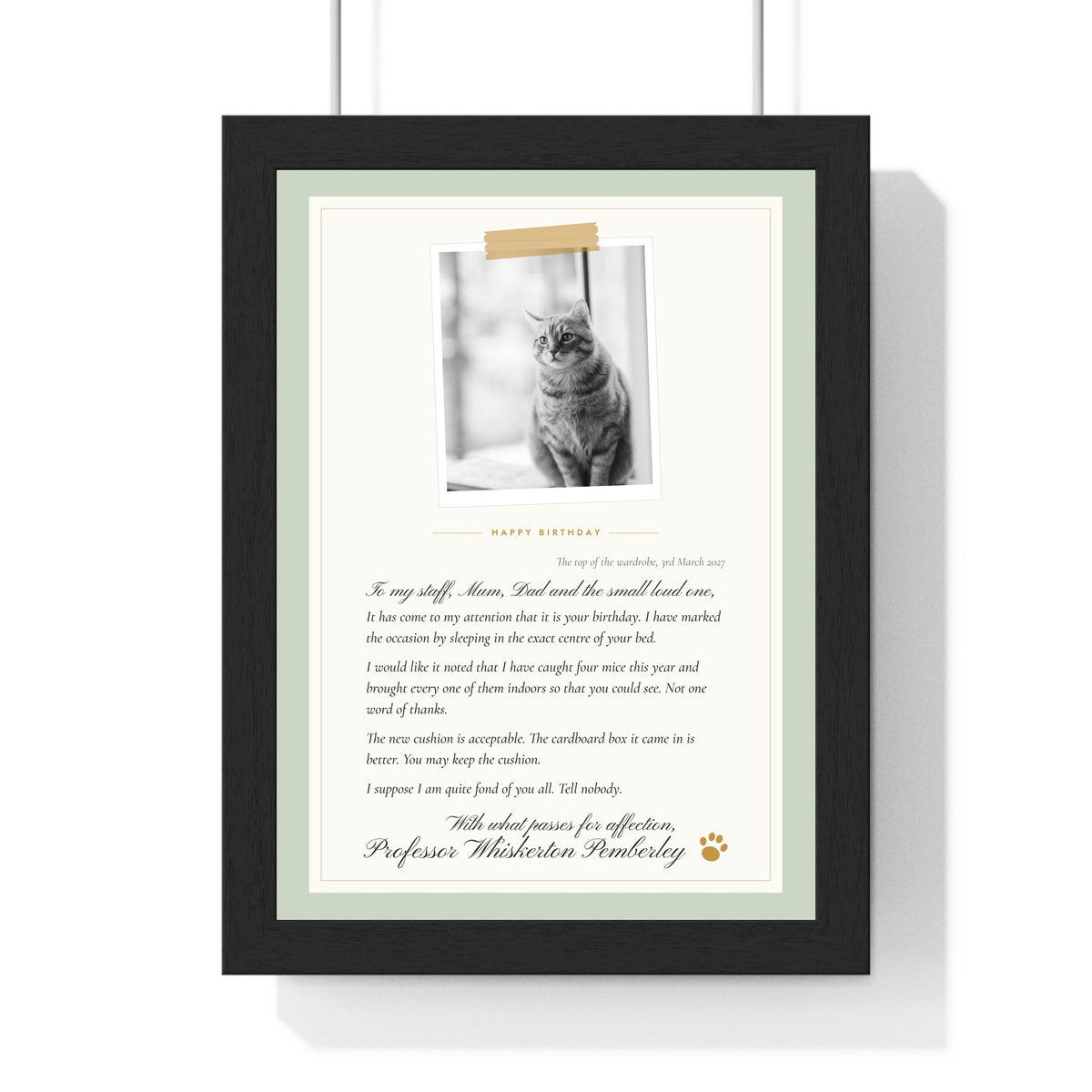 Personalised Gift From the Cat Letter Print - another design