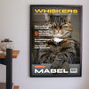 Personalised Cat Magazine Cover Print - hanging on a living room wall