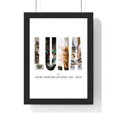 Personalised Cat Name Photo Letters Print - framed personalised cat name photo letters print
