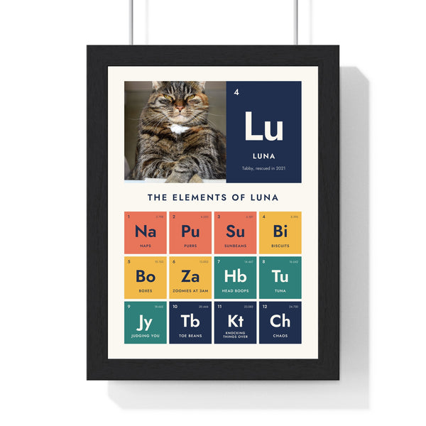 Personalised Cat Periodic Table Print - framed personalised cat periodic table print