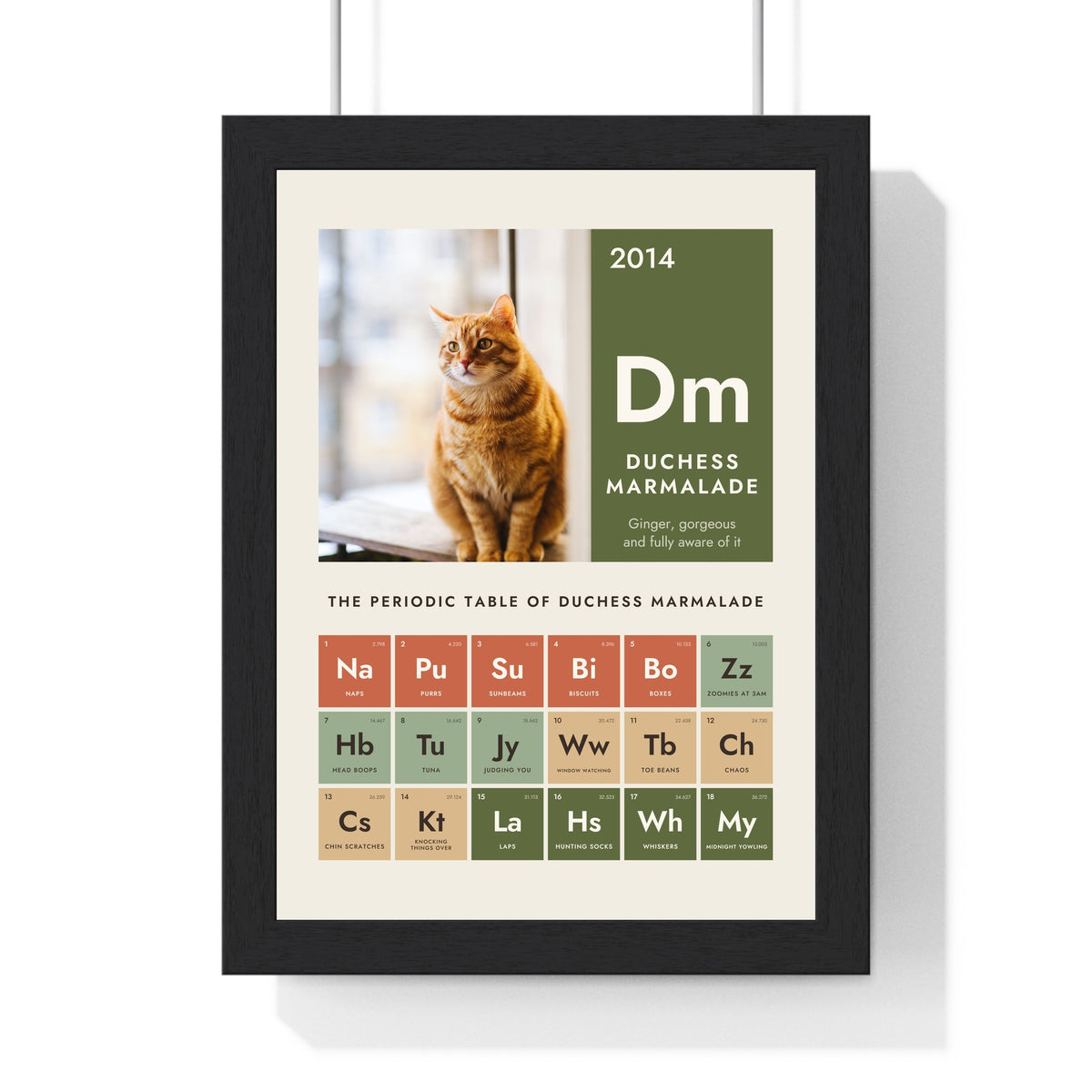 Personalised Cat Periodic Table Print - another design