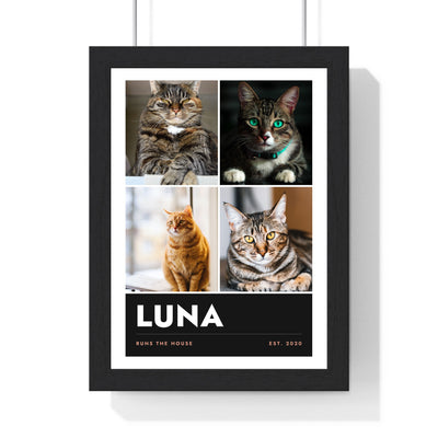 Personalised Cat Photo Collage Print with Name - framed personalised cat photo collage print with name