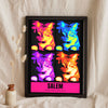 Personalised Cat Pop Art Print - leaning in a frame