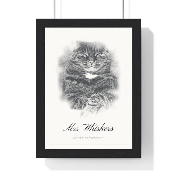 Personalised Cat Sketch Portrait Print - framed personalised cat sketch portrait print