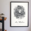 Personalised Cat Sketch Portrait Print - hanging on a living room wall