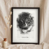 Personalised Cat Sketch Portrait Print - leaning in a frame