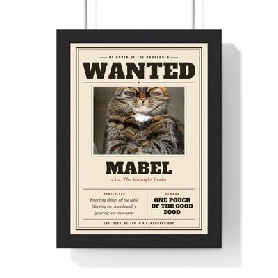 Personalised Cat Wanted Poster Print - framed personalised cat wanted poster print