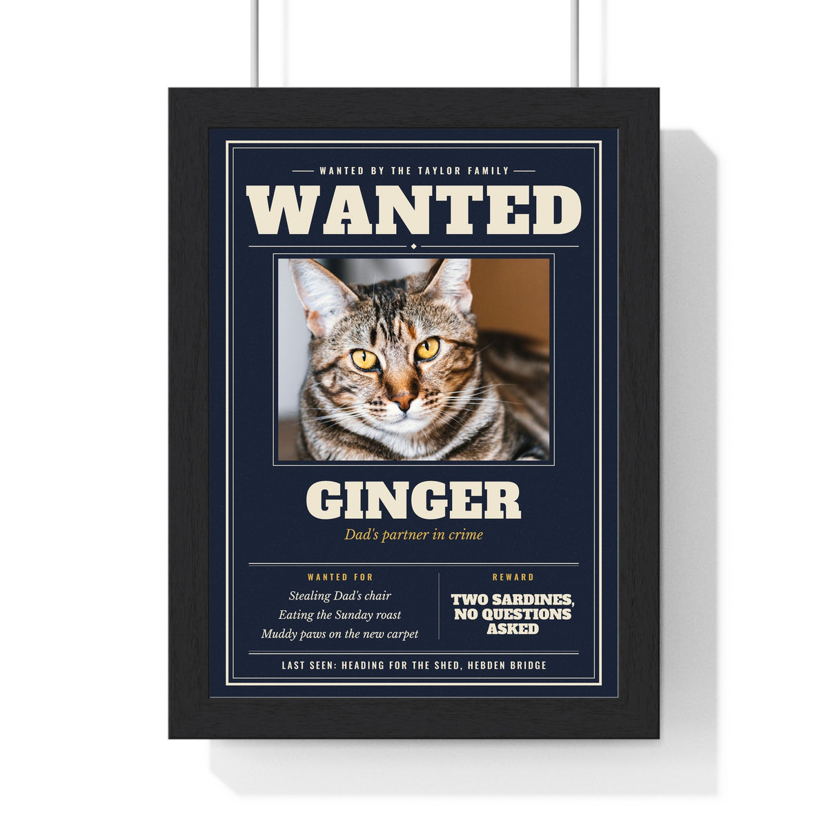 Personalised Cat Wanted Poster Print - another design