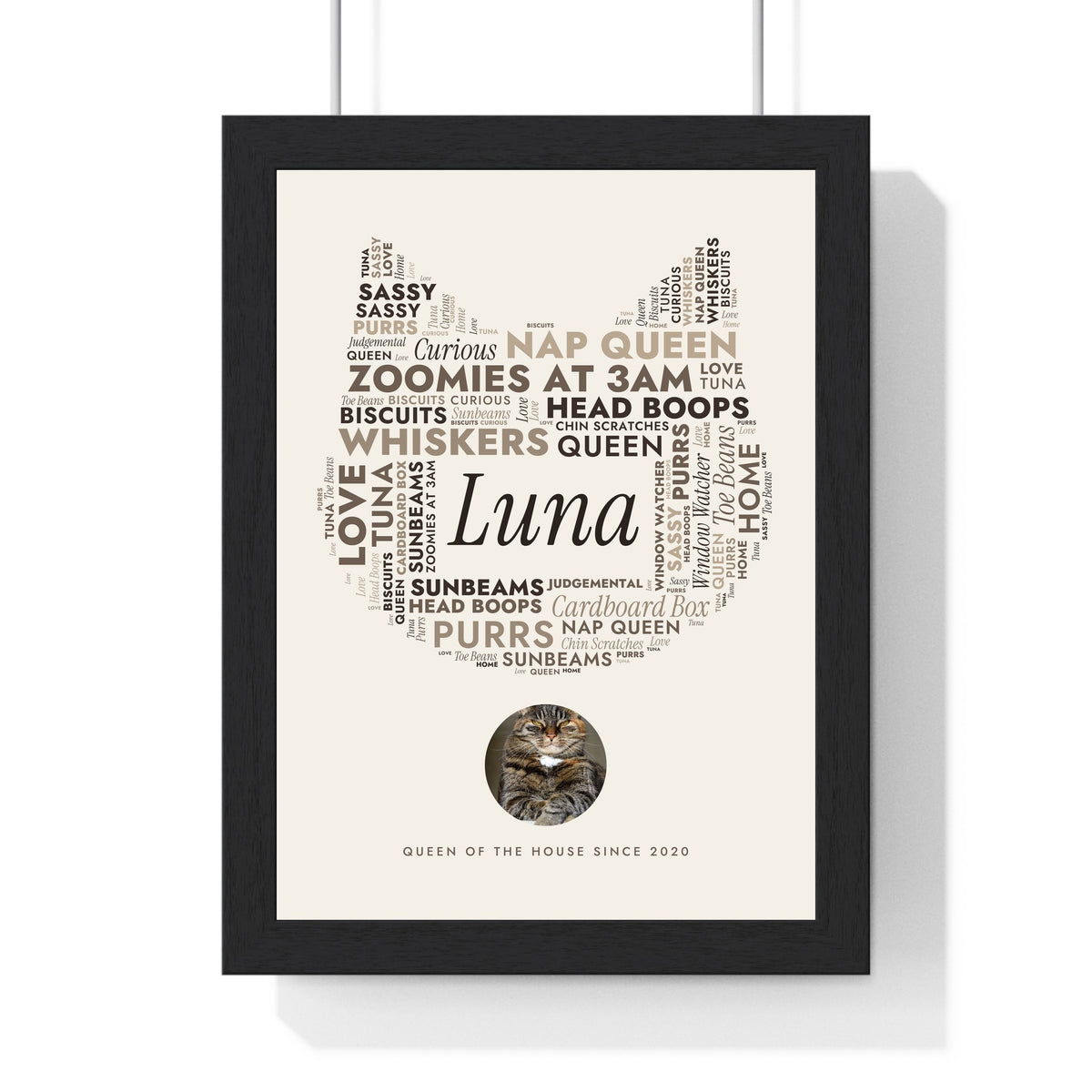 Personalised Cat Word Art Print - framed personalised cat word art print
