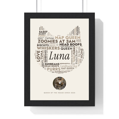 Personalised Cat Word Art Print - framed personalised cat word art print