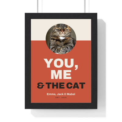 Personalised You, Me & the Cat Print - framed personalised you, me & the cat print