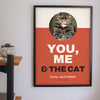 Personalised You, Me & the Cat Print - hanging on a living room wall