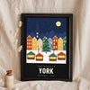 Personalised Christmas Market Town Print - Christmas in York with black border