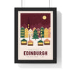 Personalised Christmas Market Town Print - framed berry and green Edinburgh version
