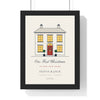 Personalised Christmas New Home Print - framed cream first Christmas in our new home print with red door