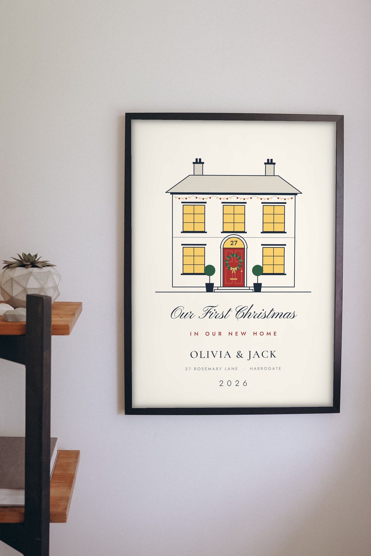 Personalised Christmas New Home Print - new home Christmas print on a hallway wall