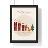 Personalised Christmas Pyjamas Family Portrait Print - framed cream family portrait in matching red check Christmas pyjamas