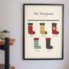 Personalised Christmas Stocking Print - Christmas stocking family print on the wall
