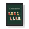 Personalised Christmas Stocking Print - framed forest green version with eight stockings and two pets