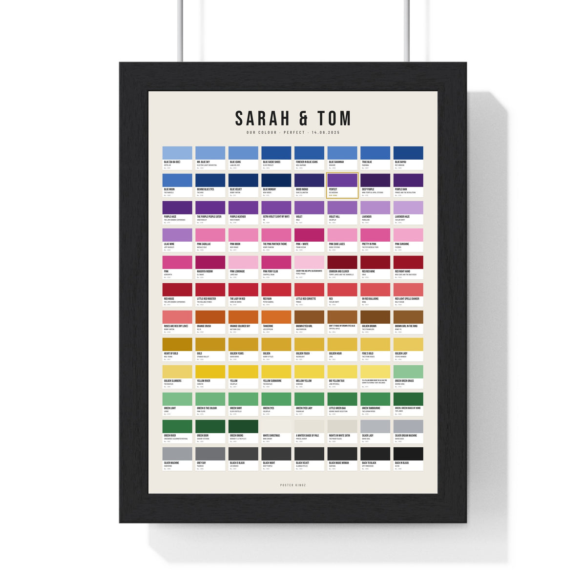 Personalised Colour of Music Print - framed personalised colour of music paint chart print