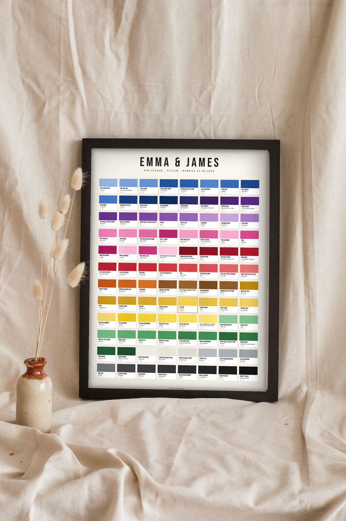 Personalised Colour of Music Print - colour of music print with Yellow by Coldplay in gold