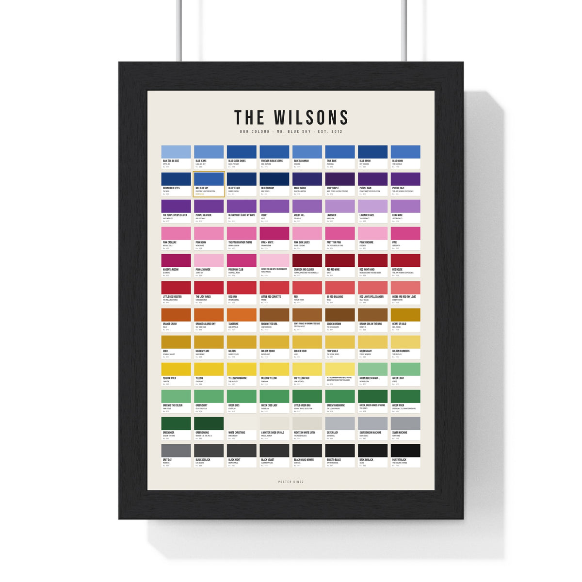 Personalised Colour of Music Print - framed colour of music print for The Wilsons