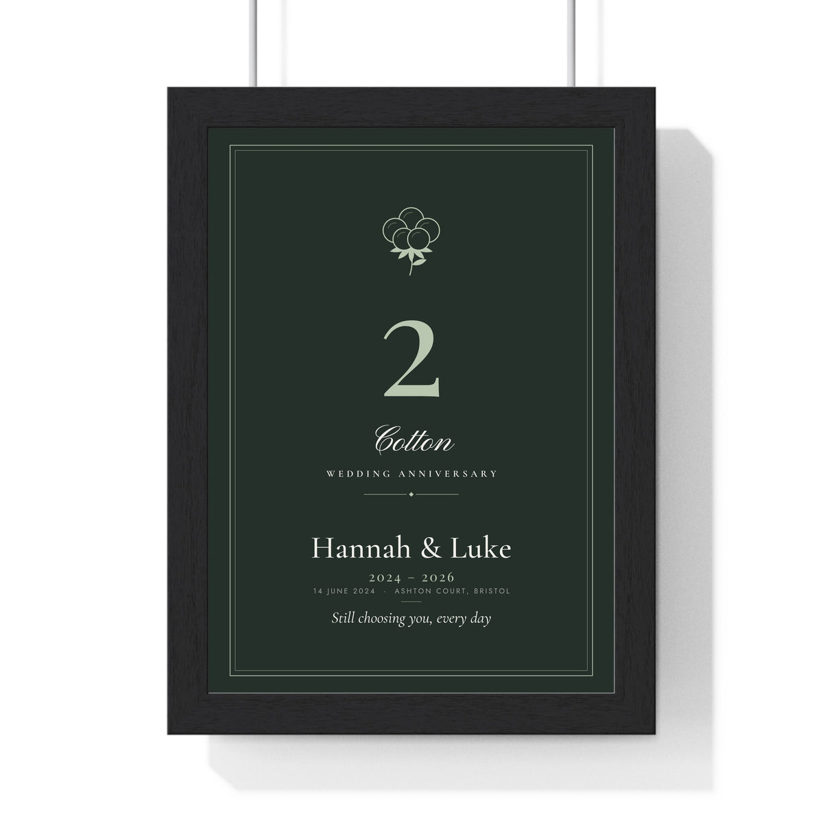 Personalised Cotton Anniversary Print - classic, dark