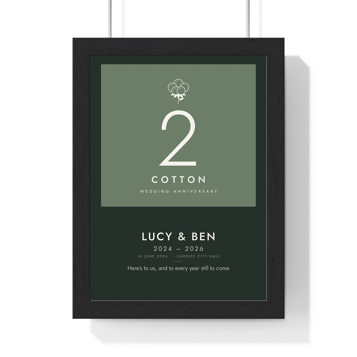 Personalised Cotton Anniversary Print - modern, dark