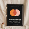 Personalised Couple Movie Poster Print - black Happily Ever After wedding film poster